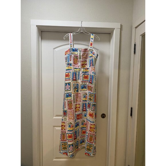 Commense Dress Womens Large Multicolor Nautical Tropical Print Maxi Sundress - Picture 2 of 5